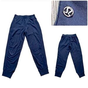 Lululemon Navy Blue Joggers Pants With Zipper Pockets and Stretch Waistband